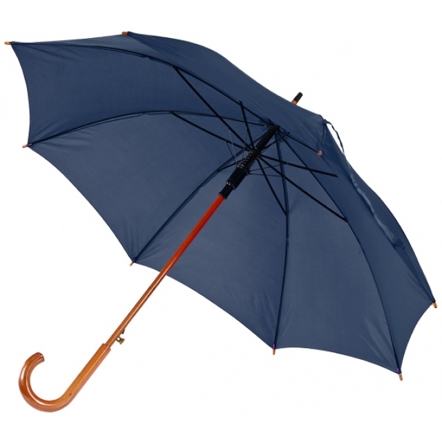 Logotrade corporate gift image of: Wooden automatic umbrella NANCY  color navy