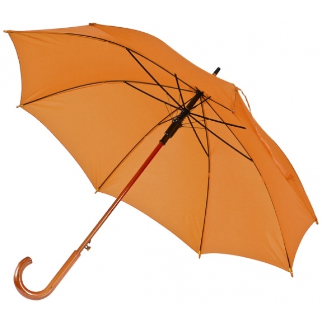 Logo trade corporate gifts image of: Wooden automatic umbrella NANCY, color dark orange