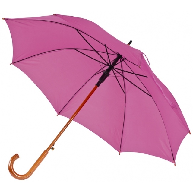 Logo trade advertising products image of: Wooden automatic umbrella NANCY  color pink