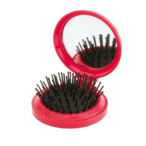 Logo trade business gift photo of: mirror with hairbrush AP731367-05 red