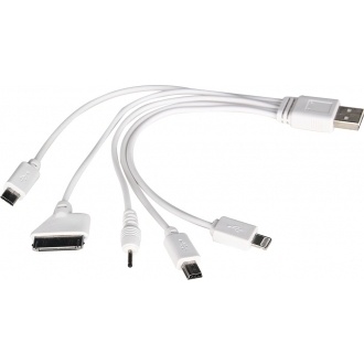 Logotrade promotional merchandise image of: Power bank USB cable 5-in-1, white