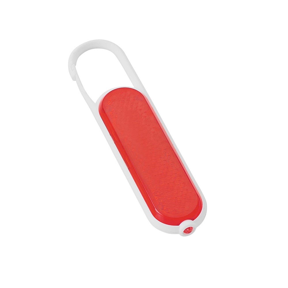 Logotrade advertising product image of: Plastic safety reflector with carabiner and light, red