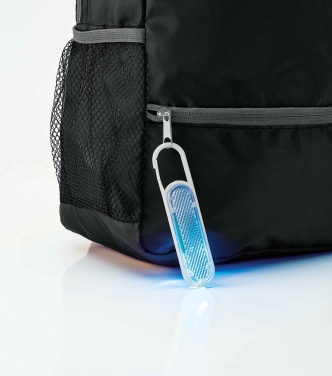 Logo trade business gifts image of: Plastic safety reflector with carabiner and light, blue