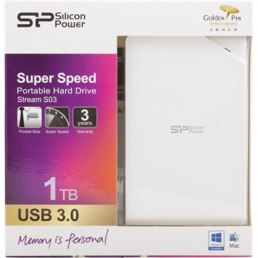 Logotrade promotional items photo of: Hard Disc Silicon Power Stream S03 1 TB, white