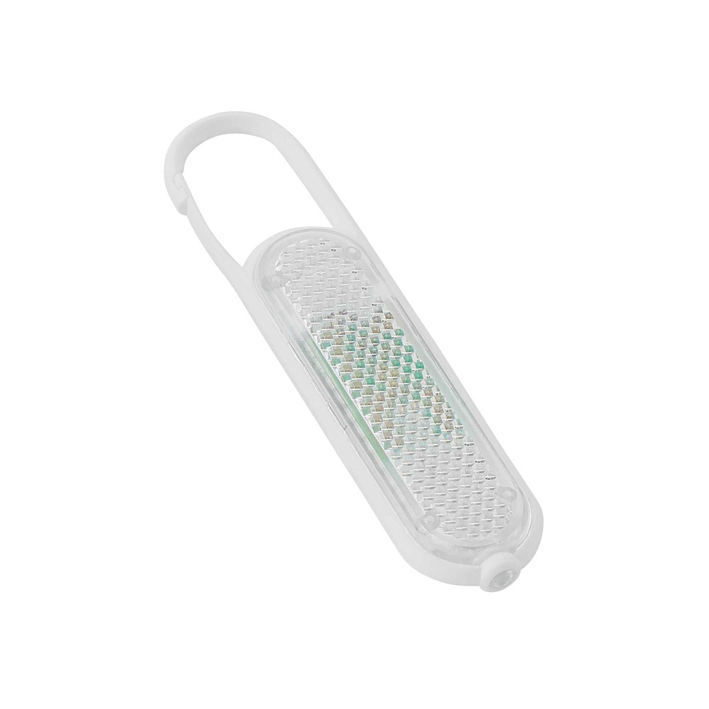 Logo trade advertising products picture of: Plastic safety reflector with carabiner and light, white