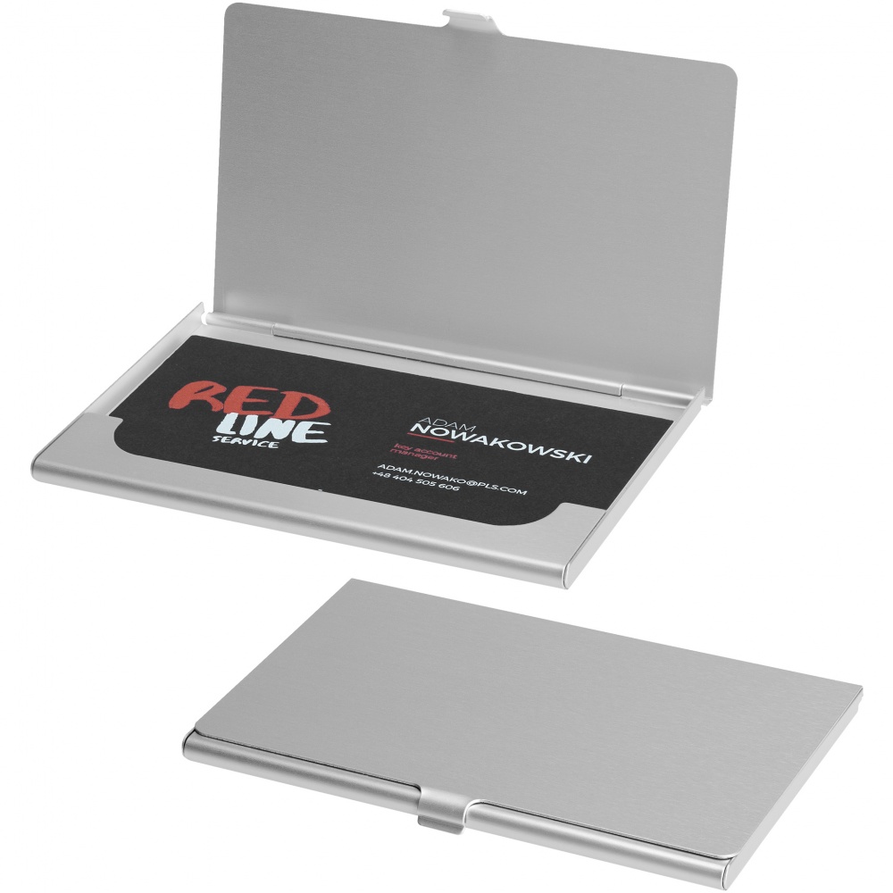 Logo trade promotional items image of: Shanghai business card holder, silver