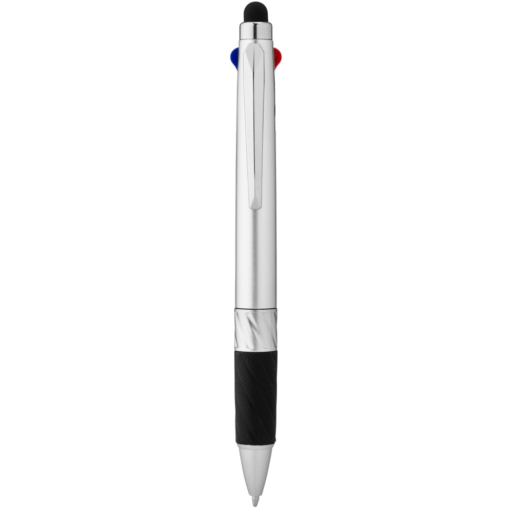 Logo trade promotional giveaways image of: Burnie multi-ink stylus ballpoint pen, silver