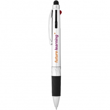 Logo trade promotional item photo of: Burnie multi-ink stylus ballpoint pen, silver