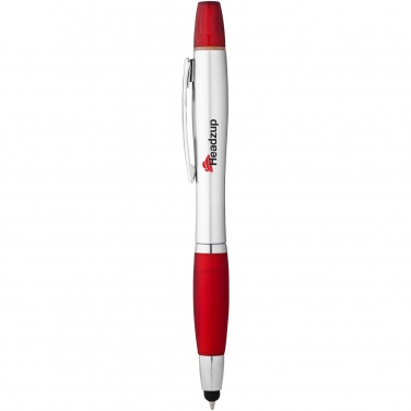 Logo trade promotional giveaway photo of: Nash stylus ballpoint pen and highlighter, red