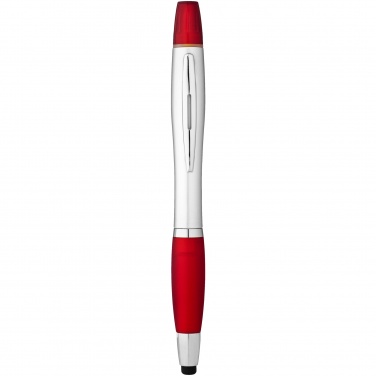 Logo trade promotional item photo of: Nash stylus ballpoint pen and highlighter, red