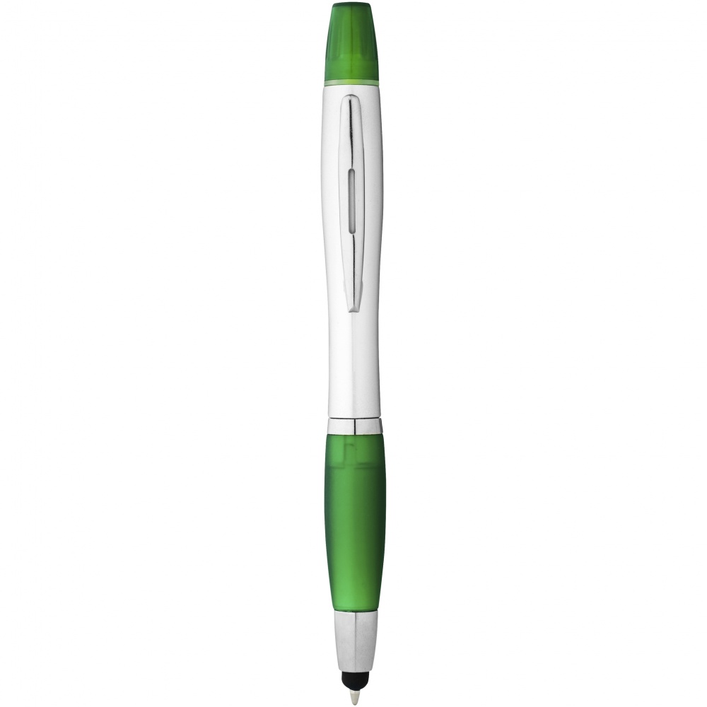 Logo trade promotional giveaways image of: Nash stylus ballpoint pen and highlighter, green