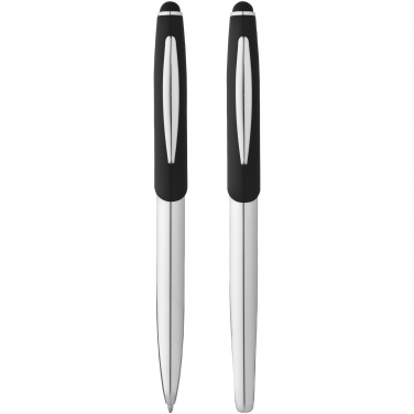 Logotrade promotional giveaway image of: Geneva stylus ballpoint pen and rollerball pen gift, black