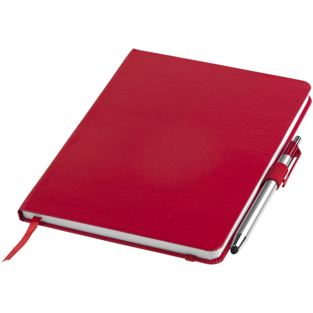 Logo trade business gifts image of: Crown A5 Notebook and stylus ballpoint Pen, red