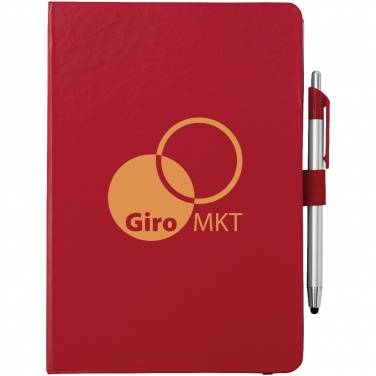 Logo trade promotional merchandise photo of: Crown A5 Notebook and stylus ballpoint Pen, red