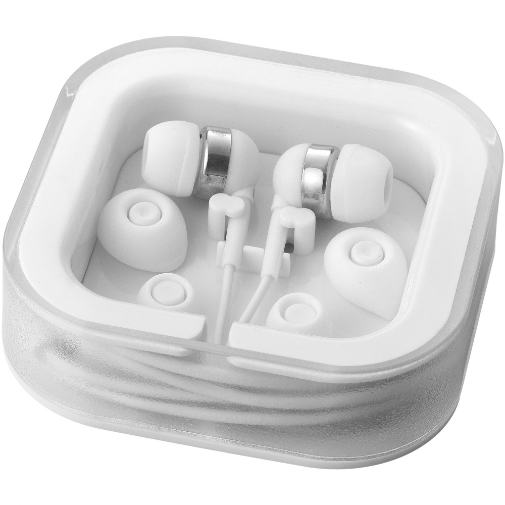 Logo trade promotional item photo of: Sargas earbuds, white