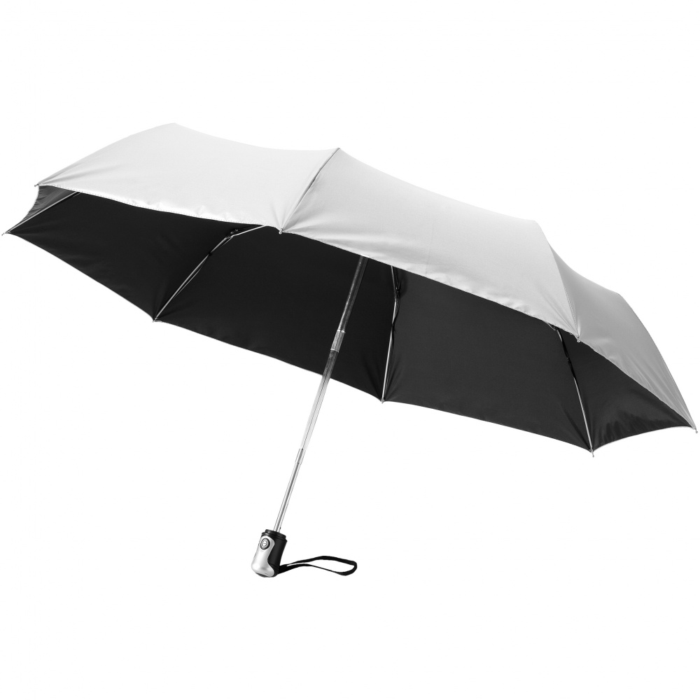 Logotrade promotional item image of: 21.5" Alex 3-Section auto open and close umbrella, silver