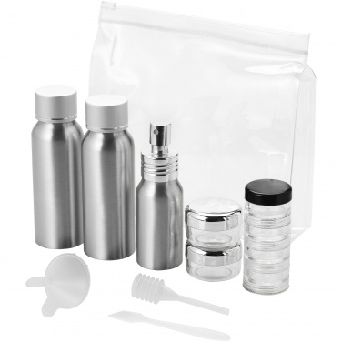 Logo trade promotional giveaways image of: Frankfurt airline approved alu travel bottle set