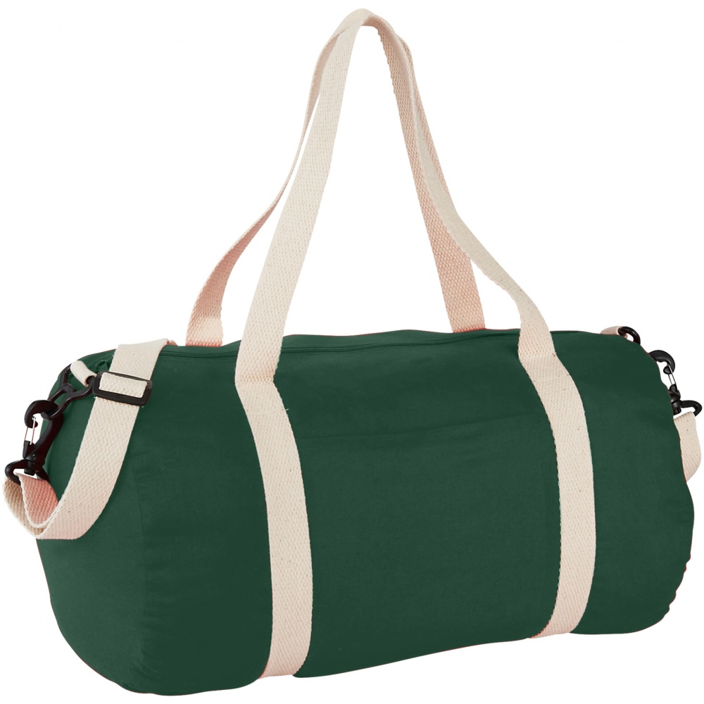 Logo trade promotional item photo of: Cochichuate cotton barrel duffel bag, forest green