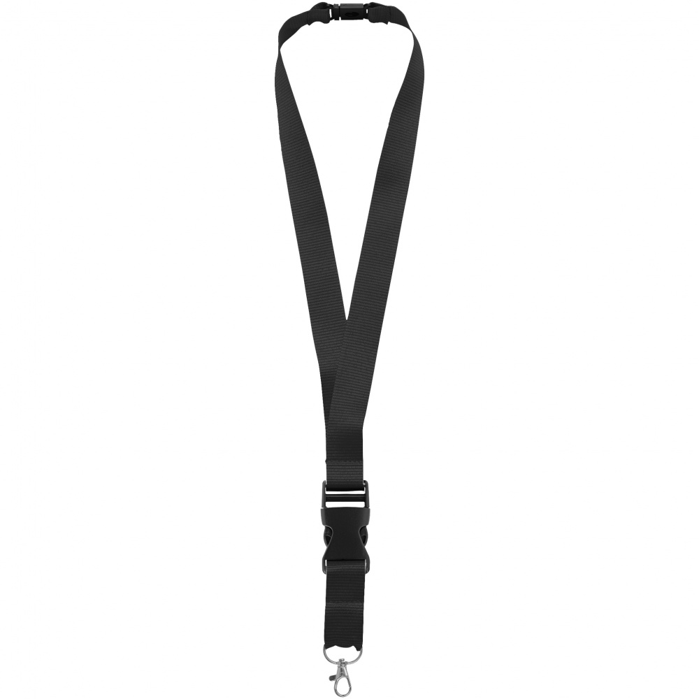 Logo trade promotional merchandise image of: Yogi lanyard with detachable buckle, black