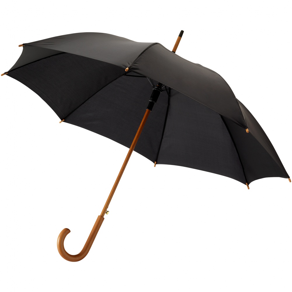 Logo trade promotional items picture of: Kyle 23" auto open umbrella wooden shaft and handle, black