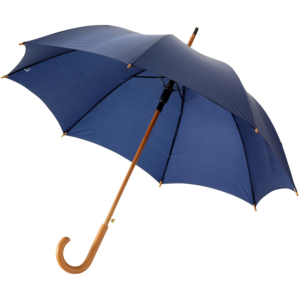 Logotrade promotional merchandise photo of: Kyle 23" auto open umbrella wooden shaft and handle, navy blue