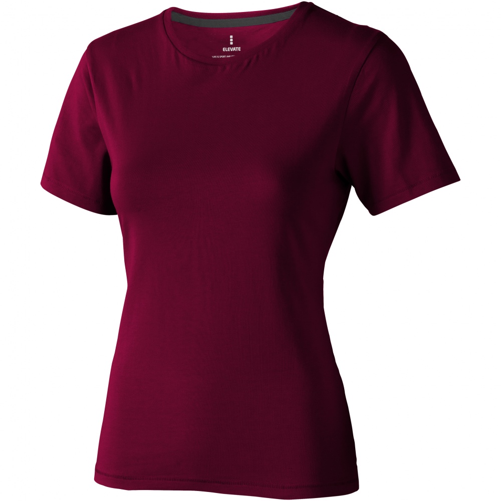 Logo trade promotional gift photo of: Nanaimo short sleeve ladies T-shirt, dark red