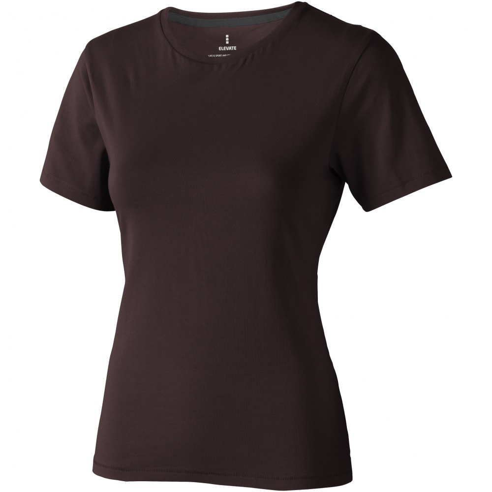 Logo trade business gift photo of: Nanaimo short sleeve ladies T-shirt, dark brown