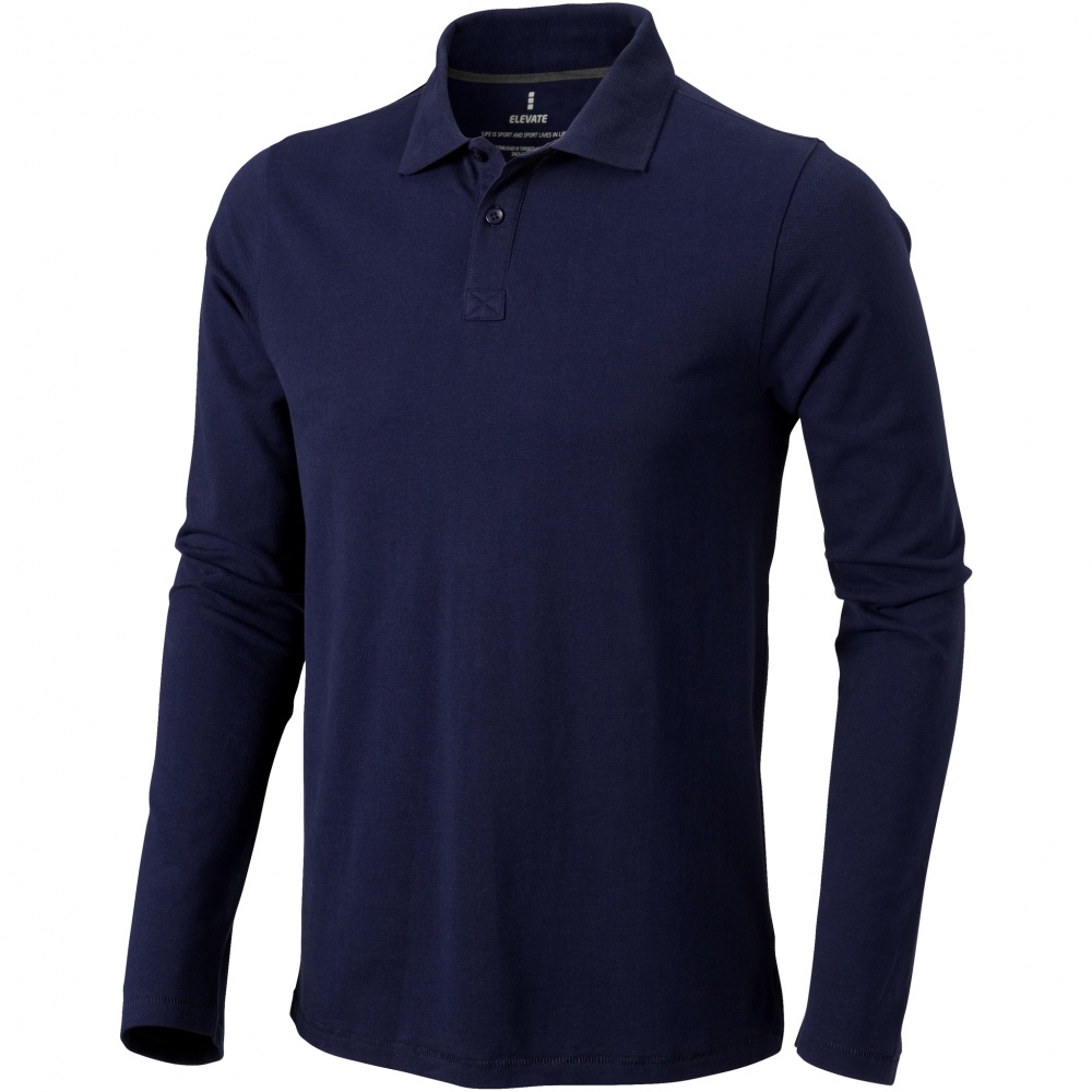 Logo trade advertising products picture of: Oakville long sleeve polo navy