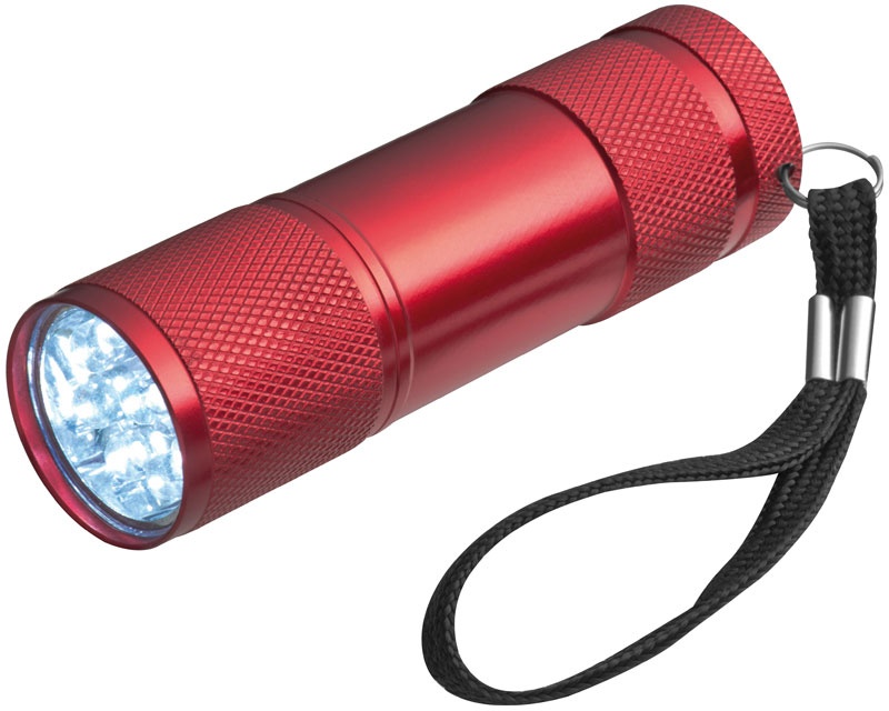 Logo trade promotional giveaways image of: Flashlight 9 LED, red