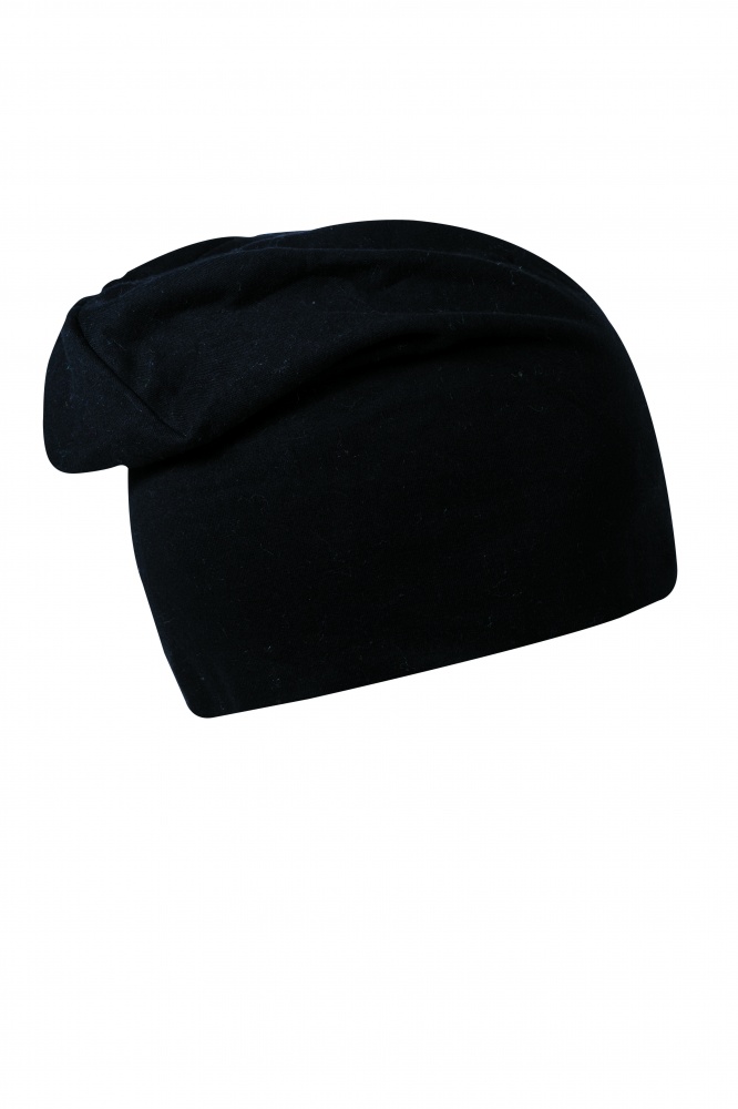 Logo trade corporate gifts image of: Beanie Long Jersey, black