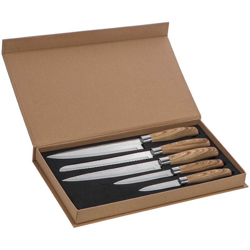 Logo trade promotional gift photo of: Set of 5 knives, brown