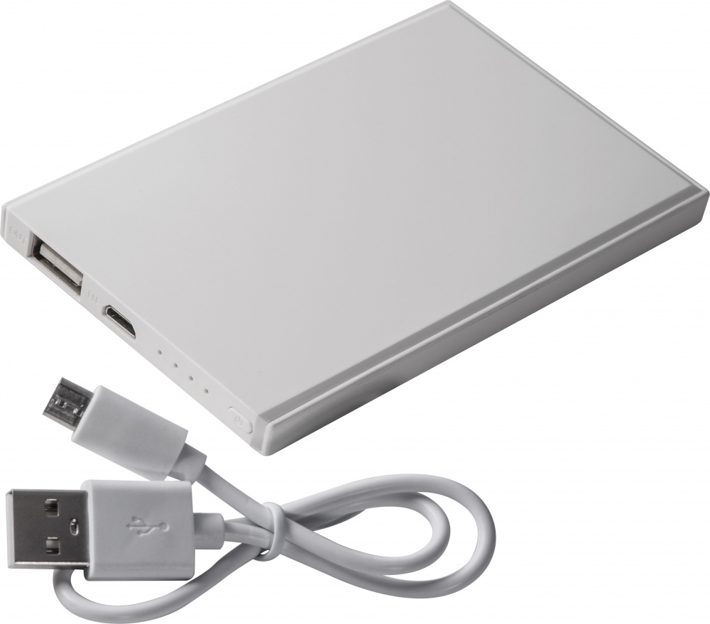 Logo trade corporate gifts image of: Powerbank 2200 mAh with USB port in a box, White