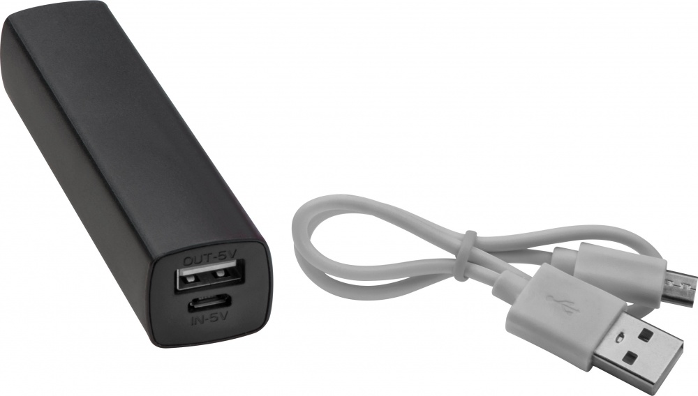 Logo trade corporate gifts picture of: Powerbank 2200 mAh with USB port in a box, Black