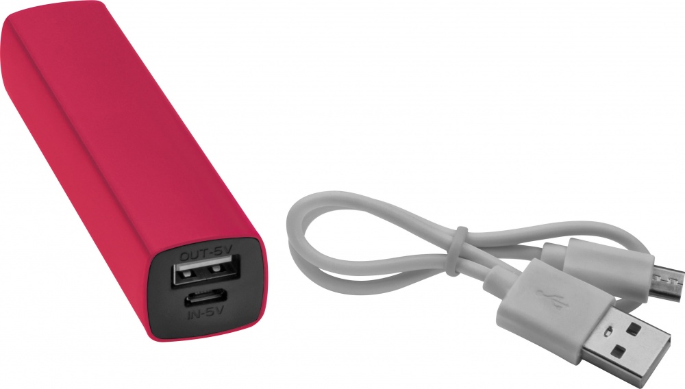 Logo trade promotional giveaways image of: Powerbank 2200 mAh with USB port in a box, Red