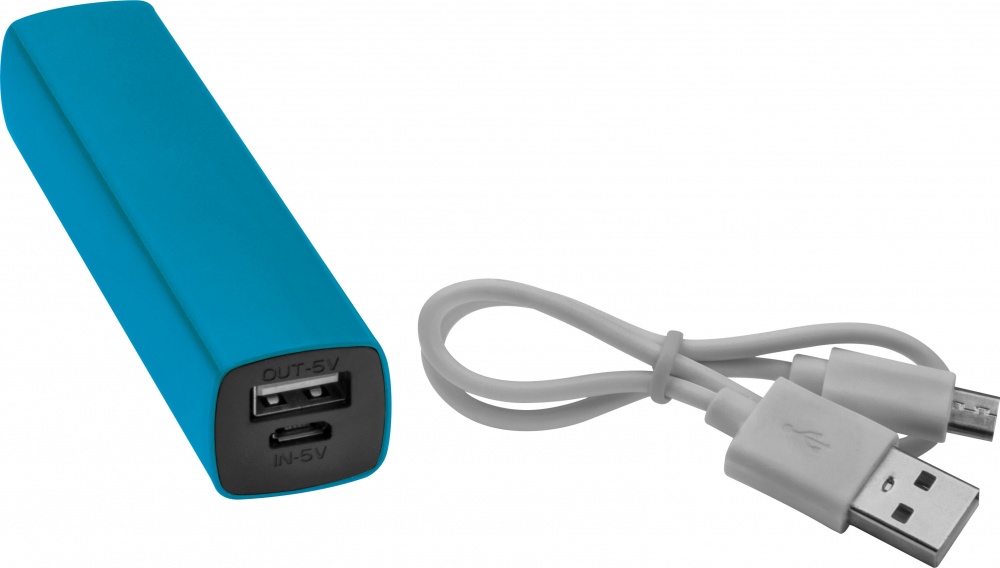 Logo trade promotional merchandise image of: Powerbank 2200 mAh with USB port in a box, Blue