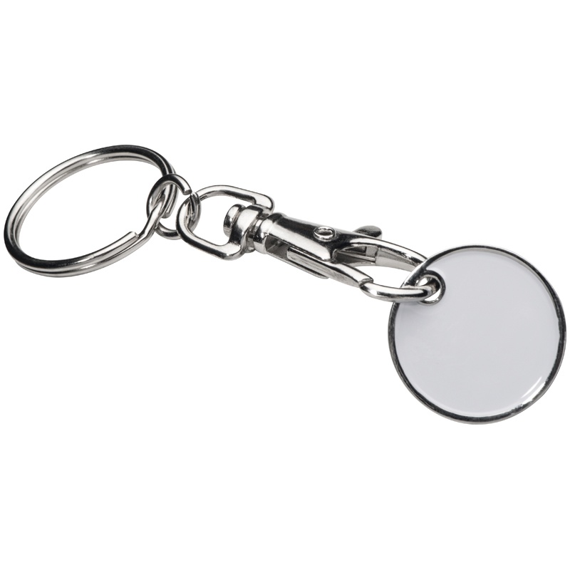 Logotrade promotional product picture of: Keyring with shopping coin, white