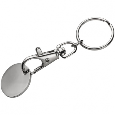 Logo trade advertising products image of: Keyring with shopping coin, white