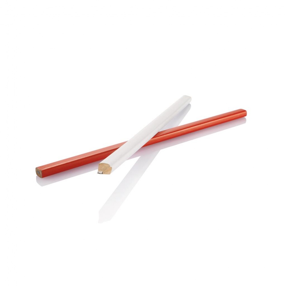 Logo trade promotional gift photo of: 25cm wooden carpenter pencil, white