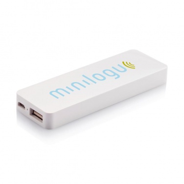 Logo trade promotional giveaways picture of: 2.500 mAh powerbank, white