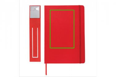 Logo trade promotional giveaways picture of: A5 Notebook & LED bookmark, red