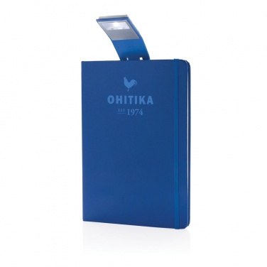 Logo trade promotional giveaway photo of: A5 Notebook & LED bookmark, blue