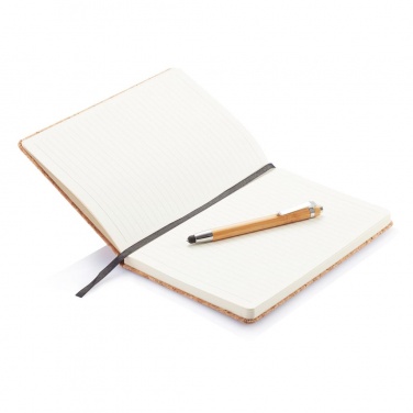 Logotrade corporate gift picture of: A5 notebook with bamboo pen including stylus, brown