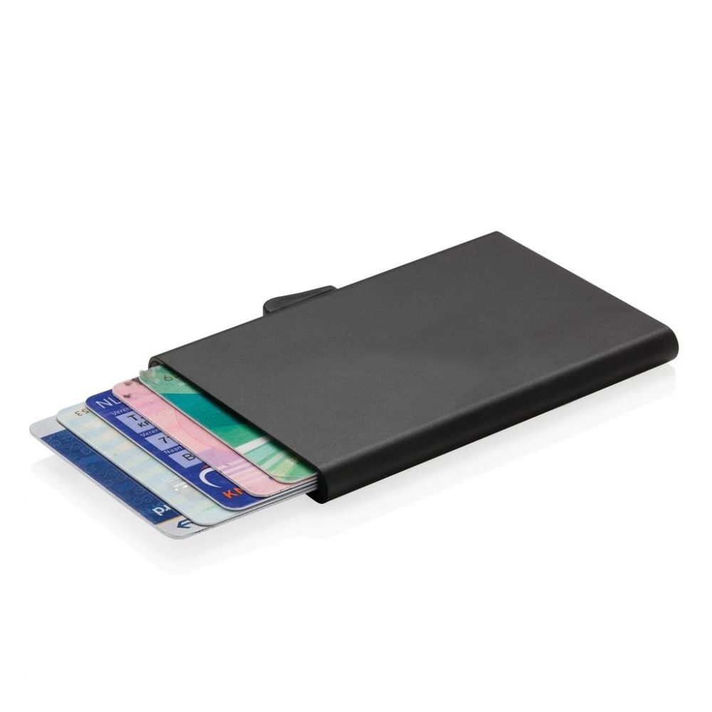 Logo trade advertising products image of: C-Secure aluminum RFID card holder, black