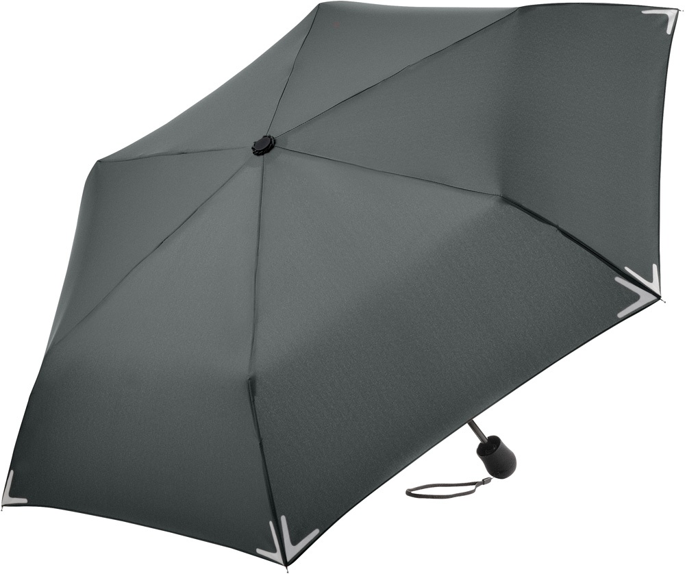 Logo trade business gift photo of: Mini umbrella Safebrella® LED light 5171, Grey