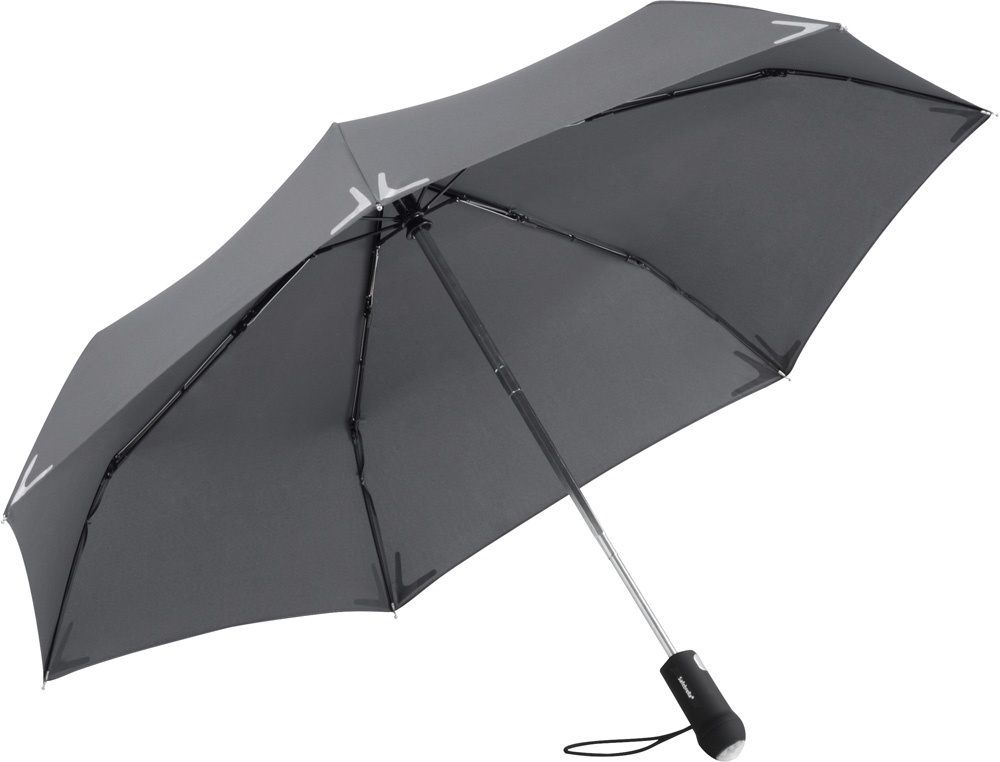 Logo trade promotional giveaways image of: AOC mini umbrella Safebrella® LED 5471, Grey