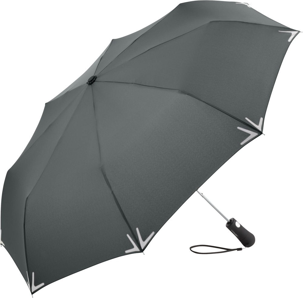 Logo trade promotional giveaway photo of: AC mini umbrella Safebrella® LED 5571, Grey