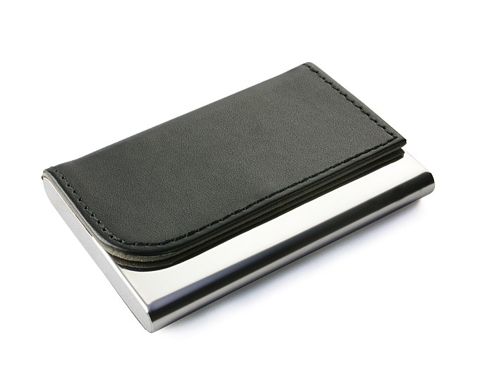 Logo trade business gift photo of: Business card holder TIVAT, Black