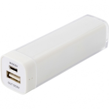 Logotrade promotional merchandise picture of: Power bank 2200 mAh, White