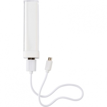 Logo trade business gifts image of: Power bank 2200 mAh, White