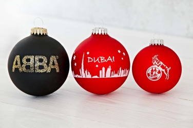 Logo trade corporate gifts picture of: Christmas ball with 1 color logo, 8 cm